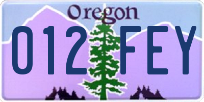 OR license plate 012FEY