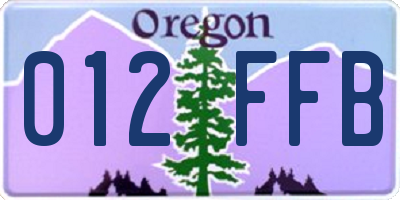 OR license plate 012FFB