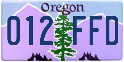 OR license plate 012FFD