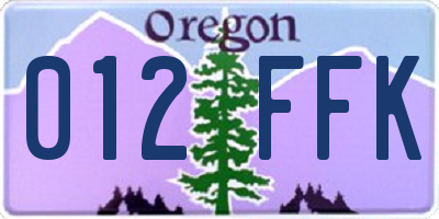 OR license plate 012FFK