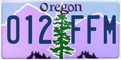 OR license plate 012FFM