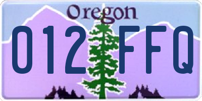 OR license plate 012FFQ