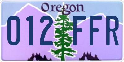 OR license plate 012FFR
