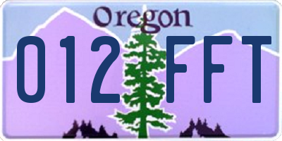 OR license plate 012FFT