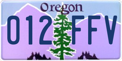 OR license plate 012FFV