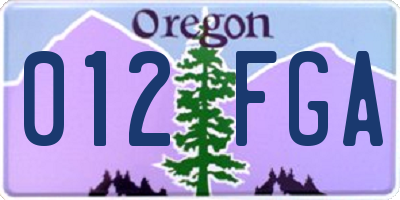 OR license plate 012FGA