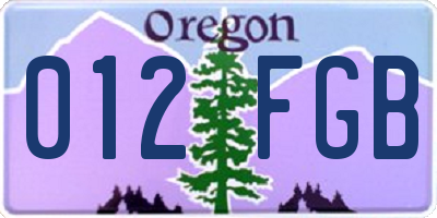 OR license plate 012FGB