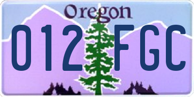 OR license plate 012FGC