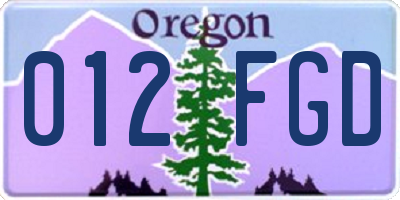 OR license plate 012FGD