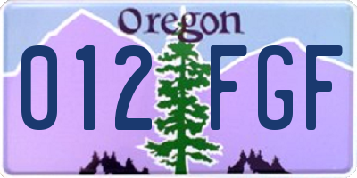 OR license plate 012FGF