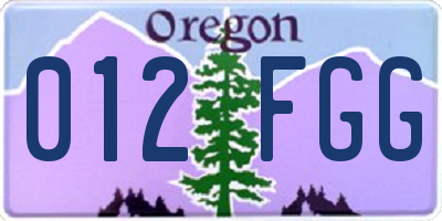OR license plate 012FGG