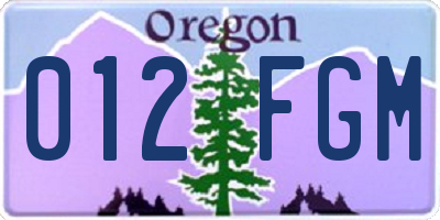 OR license plate 012FGM