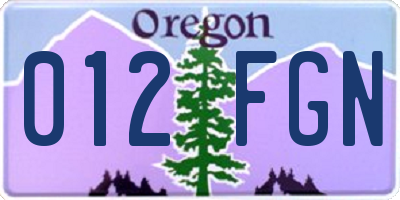 OR license plate 012FGN
