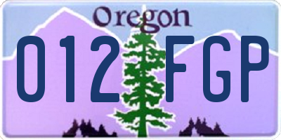 OR license plate 012FGP