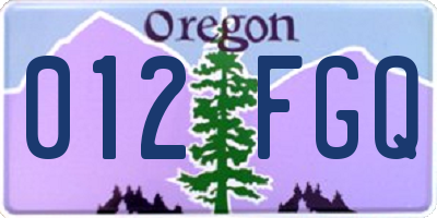 OR license plate 012FGQ