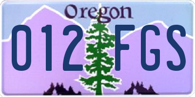 OR license plate 012FGS