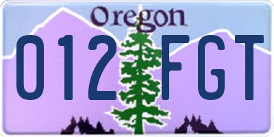 OR license plate 012FGT
