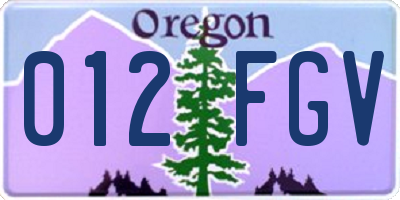 OR license plate 012FGV