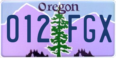OR license plate 012FGX