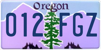 OR license plate 012FGZ