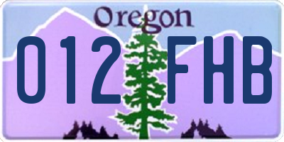OR license plate 012FHB