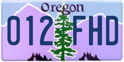 OR license plate 012FHD