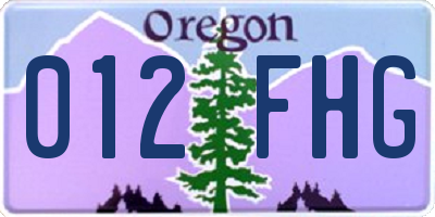 OR license plate 012FHG