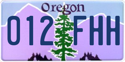 OR license plate 012FHH