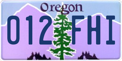 OR license plate 012FHI
