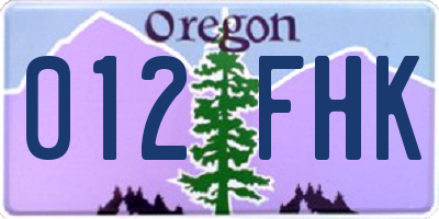 OR license plate 012FHK