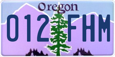 OR license plate 012FHM