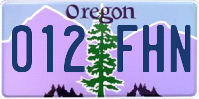 OR license plate 012FHN