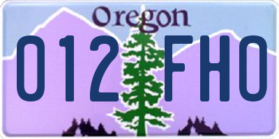 OR license plate 012FHO