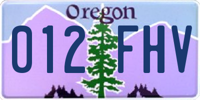 OR license plate 012FHV