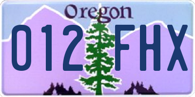 OR license plate 012FHX