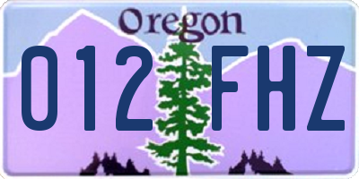 OR license plate 012FHZ