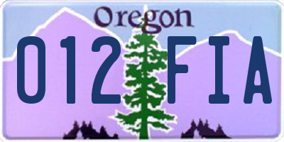 OR license plate 012FIA