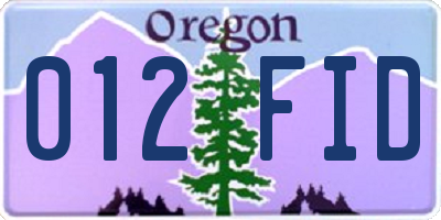 OR license plate 012FID