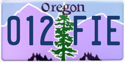 OR license plate 012FIE