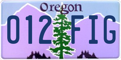 OR license plate 012FIG