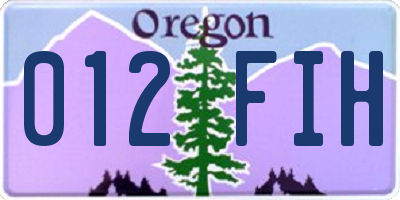 OR license plate 012FIH