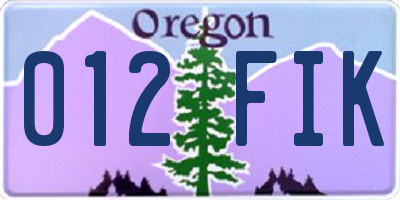 OR license plate 012FIK
