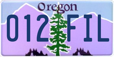OR license plate 012FIL