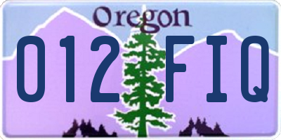 OR license plate 012FIQ