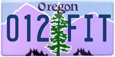 OR license plate 012FIT