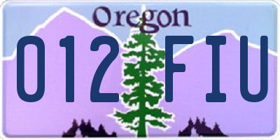 OR license plate 012FIU