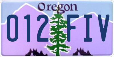 OR license plate 012FIV