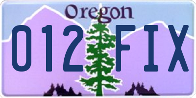OR license plate 012FIX