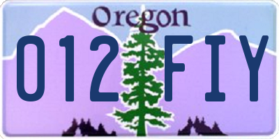 OR license plate 012FIY
