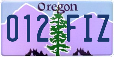 OR license plate 012FIZ